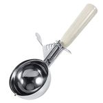 Nikou Ice Cream Scoop, 6.8CM Stainless Steel Cookie Scoop for Ice Cream, with Easy Trigger Release Melon Scoop with Plastic Handle Kitchen Tool (Ivory)