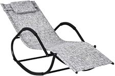 Outsunny Patio Texteline Rocking Lounge Chair Zero Gravity Rocker Outdoor Patio Garden Recliner Seat w/Padded Pillow - Grey