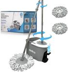 delka Spin Mop and Bucket Set – Easy Foot Pedal Water Removal, 360° Swivel Motion, Includes 2 Microfibre Mop Heads, All-Surface Cleaning, Splash Guard for Clean Mopping – Mop and Buckets Sets