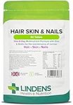 Lindens Hair Skin & Nails Tablets - 60 Pack - Contains Biotin, Zinc, Silica, Vitamin C, Vitamin E & MSM in A Convenient One-a-Day Tablet - UK Manufacturer, Letterbox Friendly