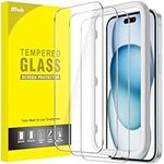 JETech Screen Protector for iPhone 15 Plus 6.7-Inch, Tempered Glass Film with Easy Installation Tool, Case-Friendly, HD Clear, 3-Pack