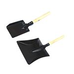 Yardwe BBQ Grill Ash Pan, Metal Dustpan Carbon Steel Ash Coal Fireplace Shovel Charcoal Grill Accessories Garden Hand Tools 2PCS (Large Shovel, Small Shovel)