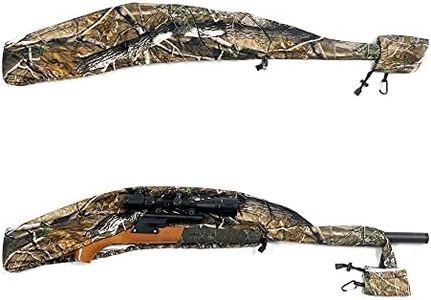 HUNTPRO Camo Waterproof Rifle Cover Slicker Soft Case for Outdoor Hunting Shooting, Quick Release Shot Lightweight Quiet Camouflage Gun Shotgun Rifle Sock Sleeve with Attached Portable Packable Pouch
