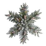 30in. Pre-Lit Flocked Snowflake Artificial Dunhill Fir Wreath with Pinecones and 40 LED Lights