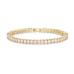 PAVOI 14K Gold Plated Cubic Zirconia Classic Tennis Bracelet | Yellow Gold Bracelets for Women | 3mm CZ, 6.5 Inches