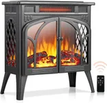 Rintuf Electric Fireplace Heater, 1500W Infrared Fireplace Stove w/3D Realistic Flame, 5100BTU Freestanding Electric Stove Heater with Remote Control, 8H Timer, Ideal for Indoor Outdoor Home Use