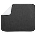 iDesign iDry Kitchen Mat Solid-Large, Black/White, Fabric, Medium