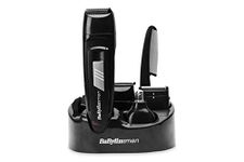 Babyliss For Men E824E Multi Purpose Trimmer I 30 Millimeter Stainless Steel Blades I Facial Saving Head I 30 Minutes Cordless Operation I 3 Years Warranty - Black