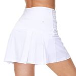 Zingther Women's Tennis Skort Also for Pickleball, Badminton and Golf, Girls' Pleated Skirt with Tennis Ball Holder - White, L