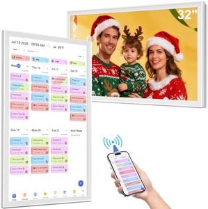 BQQJDD 32 inch Smart Digital Calendar - Wall Electronic Calendar, 1920 x 1080 IPS Full HD Touch Screen Display, Electronic Chore Chart for Family Monthly/Weekly Planning, Desk Mount Included (White)