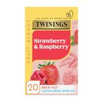 Twinings Strawberry & Raspberry Fruit Infusion Flavoured Tea - 20 Biodegradable Bags (Single pack), Caffeine & Sugar Free Herbal Vegan Tea with Natural Fruit Flavors, Refreshing Berry Blend