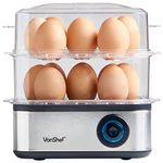 VonShef 3 in 1 Egg Boiler, Poacher and Omelette Maker Electric - Multifunctional, Extra Large Capacity for 16 Eggs, Poaching and Omelette Bowl Included & Automatic Switch Off – Stainless Steel 500W