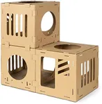 Navaris Modular Cardboard Cat House - DIY Corrugated Cardboard Configurable Play Tower Condo for Small Cats, Kittens, Rabbits - 3 Cubes