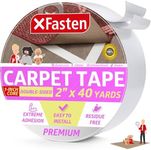 XFasten Double Sided Carpet Tape - Heavy Duty 2” x 40 yd, 1” Core Carpet Tape for Area Rugs Over Carpet, Keep Rug in Place, Double Sided Rug Tape Hardwood Floor