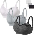 HBselect 3 Pack Womens Nursing Bra Wireless Seamless Maternity Bra Breastfeeding Bras Bralette with Removable Bra Pads Extenders, M, Multicoloured