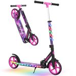 BELEEV V9 Scooters for Kids Ages 6+ with Light-Up Stem & Deck, 2 Wheel Scooter for Adults Teens, Big Wheel Scooter for Boys and Girls, 4 Adjustable Height, Max Load 220 lbs(Galaxy Purple)