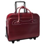 McKlein 94986 USA Willowbrook 15" Leather Patented Detachable -Wheeled Ladies' Laptop Briefcase Red