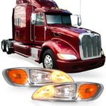 YUANJUFITT Headlight for Peterbilt 386 330 325 335 337 340 348 382 384 387,Waterproof Headlights Assembly Semi Truck Accessories DOT SAE Approved Driver Passenger Side(A Pair)