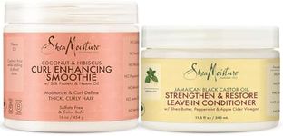 SheaMoisture Curly Hair Care Bundle – Coconut & Hibiscus Curl Enhancing Smoothie & Jamaican Black Castor Oil Strengthen & Restore Leave-In Conditioner, Curl Cream, Frizz Control (2 Piece Set)