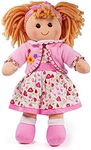 Bigjigs Toys Kelly Rag Doll (Medium) - My First Dolly, Plush Soft Dolls, Baby Toy For Girls & Boys, Ragdoll Suitable From Birth, Swap Ragdolls Clothes & Outfits, Size 34cm