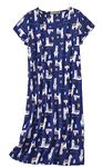 CHUNG Women Cotton Nightgown Casual Print Sleep Dress Shirt Tee S-XL Short Sleeve Sleepwear Pyjamas Nighties (Small, Navy Blue Alpaca)