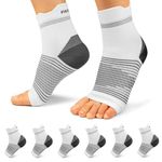 Plantar Fasciitis Sock (6 Pairs) for Men and Women, Compression Foot Sleeves with Arch and Ankle Support (White, Medium)