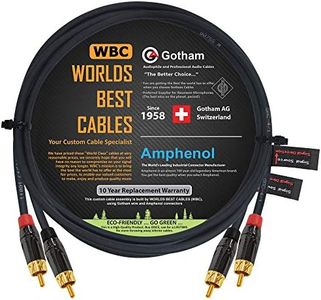 3 Foot RCA Cable Pair - Gotham GAC-4/1 (Black) Star-Quad Audio Interconnect Cable with Amphenol ACPL Black Chrome Body, Gold Plated RCA Connectors - Directional