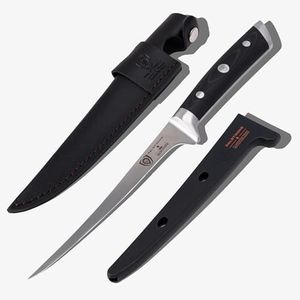 Dalstrong Fillet Knife - 7 inch Flexible Blade - Gladiator Series Elite - High Carbon German Steel - Black G10 Handle Boning Knife - w/Two Sheaths - Razor Sharp Kitchen Knife Gift - NSF Certified