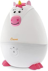 Crane Adorable Mini Unicorn Cool Mist Humidifier with Vapor Tray, 1.9 Litre Capacity, White/Pink