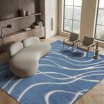 Safavieh Florida Shag Collection SG471-6011 Light Blue and Cream Area Rug (8' x 10')