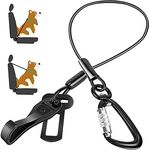 Lukovee Dog Car Seat Belt, Stainless Steel Chew-Proof Safety Car Seatbelt with Lockable Carabiner, Heavy Duty Leash with 2 in 1 Attachment for Seat Buckle/Latch Bar/Vehicle Trunk (Black, Medium)