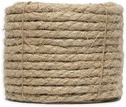 100% Organic Hemp Twine Rope (50ft x 1/4 in.), 6mm Thick Cord, Natural String, Heavy Duty Outdoor Twine, Jute Rope, Plant String, Twine for Crafts and Gardening