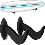 Hang 11’ Surfboard Wall Mount - Surf Board Wall Hangers, Beautiful Sustainable Wooden Surfboard Rack, The Perfect Surfboard Wall Hanger to Display Your Board, Horizontal Surfboard Mount Holder (Black)