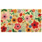 Juvale Natural Coco Coir Spring Flower Door Mat 17 x 30 Inches for Front Door, Half Round Outdoor Wildflowers Mat for Home Decor