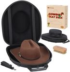 BRANTMAKER Cowboy Hat Box, Cowboy Hat Case for Travel, Crush Proof Hat Storage Carrier with Shoulder Starp & Hat Brush, for Cowboy/Fedora/Panama Hat (Internal Dimensions:16.5" x 14.1" x 5.4")