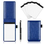 Xhwykzz 7 Pcs Small Pocket Notepad Holder Set with Pen, Mini Portable Leather Pocket Notebook for offices, schools, restaurants (Blue)