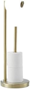 Free Standing Toilet Paper Roll Holder Stand with Reserve, Gold Brushed