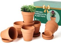 vensovo 6 Pack Small Terracotta Flower Pots with Holes & Saucers - 4 Inch Clay Planter with Shockproof Package Perfect for Plants, Crafts, and Wedding Favors