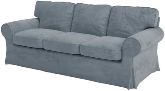 Velvet Pets Friendly Sofa Covers Custom Made Compatible for IKEA Ektorp Three Seat Sofa Slipcovers (Velvet Light Gray Ektorp 3)