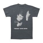 David Bowie Men's Heroes Slim Fit T-Shirt Heather Navy, Grey, Small