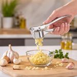 Nestasia Stainless Steel Garlic Press Crusher - Rust Resistant Manual Easy-Squeeze Ginger Mincer for Kitchen | Dishwasher Safe Hand Press Garlic Grinding Tool for Fine Mincing