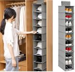 Beenle-Icey 2pack Shoe Organizer 10 Pockets Hanging Shoe Rack Space Saving Shoe Hanger Non-woven Household Sneakers Storage Shelf Clothes Hat Handbag Holder for Bedroom Closets Wardrobe
