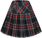 Women's Elastic Waist Plaid Pleated Skirt Tartan Skater School Uniform Mini Skirts, Series 18, Medium