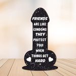 Pixie's Gifts Funny Rude Friendship Plaque Novelty Birthday Best Friend Joke Gift Her Color and Material Options Available (Mdf Wood Small 13.5cm x 7cm, Black Glitter Effect)