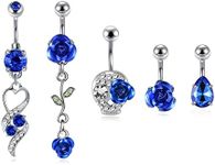 Jovivi 5pcs 14G Stainless Steel Belly Button Rings Dangle Bar Jewelry Set, with Gift Box, Stainless Steel, cubic-zirconia