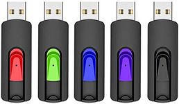 Vansuny 5 Pack USB Stick 64GB USB Flash Drive USB 2.0 Memory Stick Retractable Design Thumb Drive 64g USB Drive for Data Storage (Black, Green, Blue, Red, Orange)