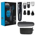 Braun All-in-One Style Kit Series 5 5470, 8-in-1 Trimmer for Men with Beard Trimmer, Body Trimmer for Manscaping, Hair Clippers & More, Ultra-Sharp Blade, 40 Length Settings, Waterproof