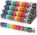 DIYDEC 100pcs 16mm Game Bulk Dice 10 Colors Acrylic 6 Sided Dice Set for Classroom Teaching Math Learning Standard Dice for Party Family Board Games