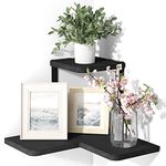 SRIWATANA Corner Shelf, Rustic Corner Wall Shelf Wood Storage Shelf for Bedroom, Living Room, Kitchen - Black