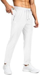 FOGFIRE Mens Sweatpants with Zipper Pockets Joggers for Men Workout Athletic Gym Track Fitness Clothing White